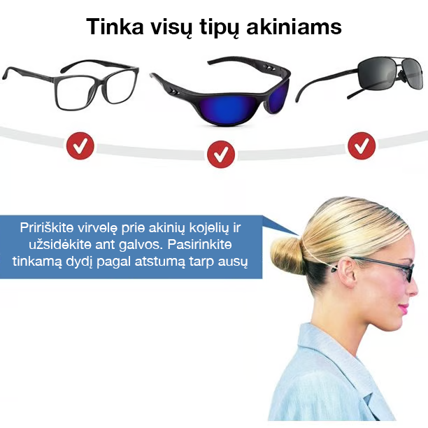 Reguliuojama neslystanti akinukų virvelė (3 vnt)
