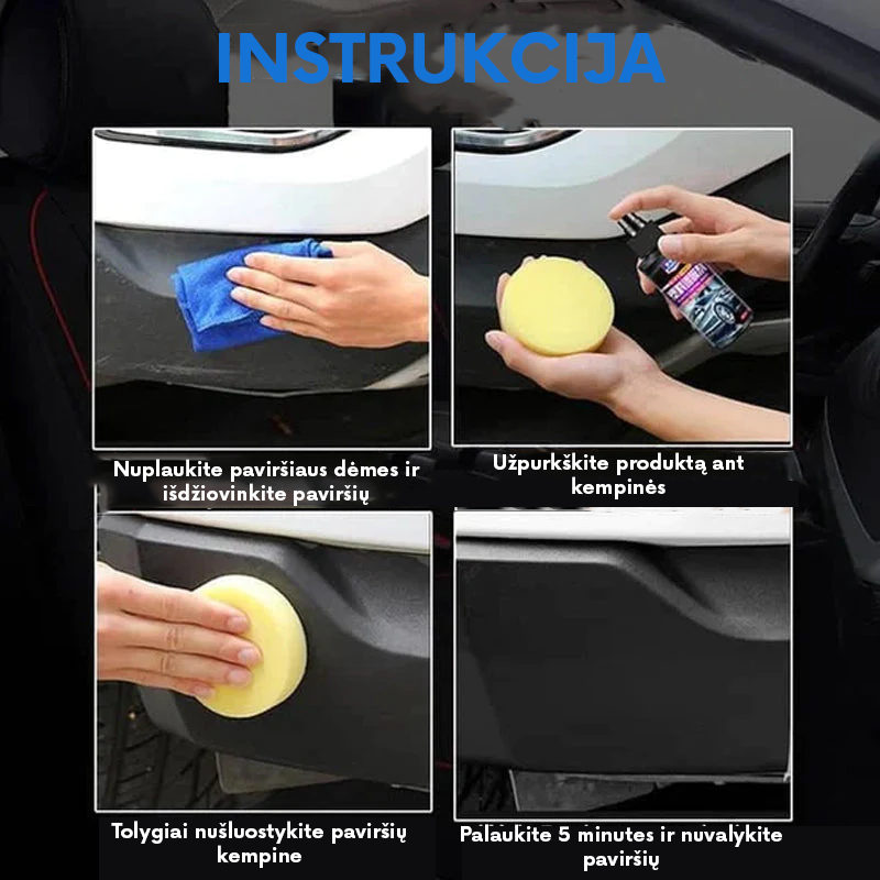 Automobilio odos ir plastiko dengimo priemonė
