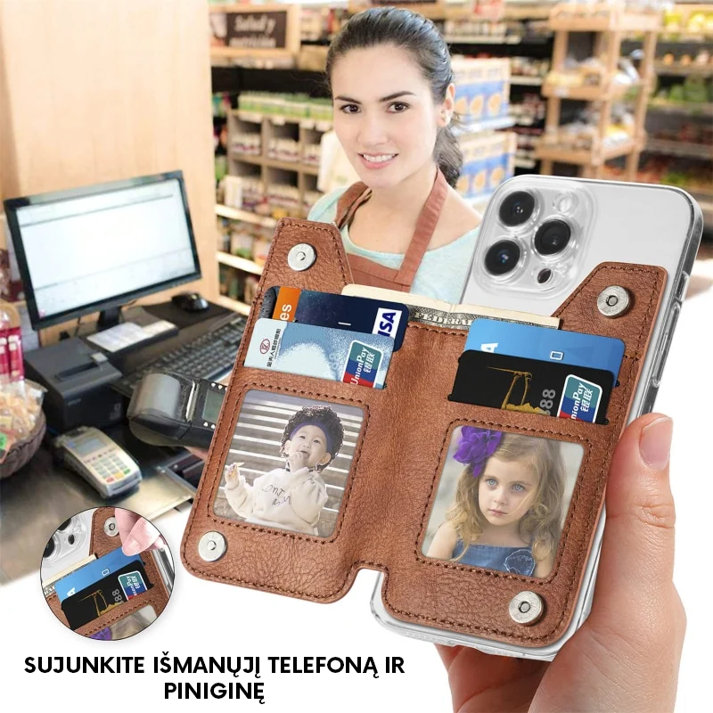 Daugiafunkcinis telefono kortelių laikiklis