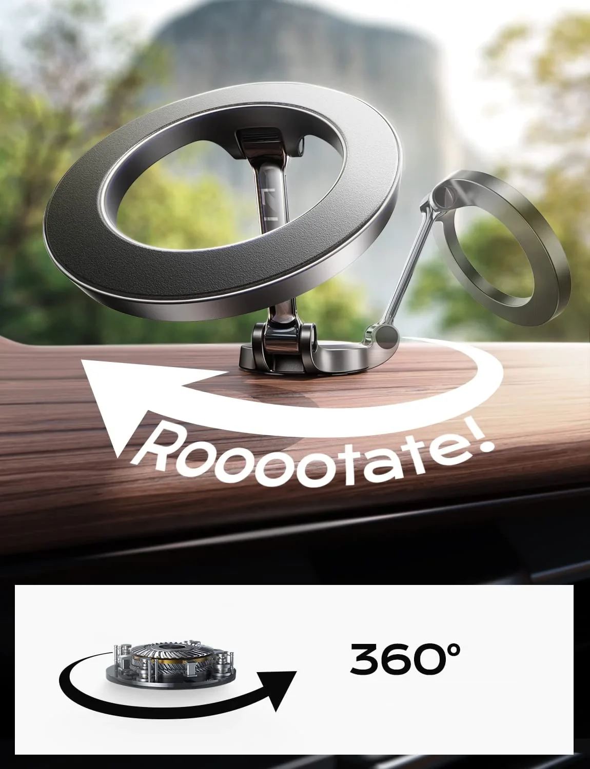 360° apsisukimo magnetinis telefono laikiklis
