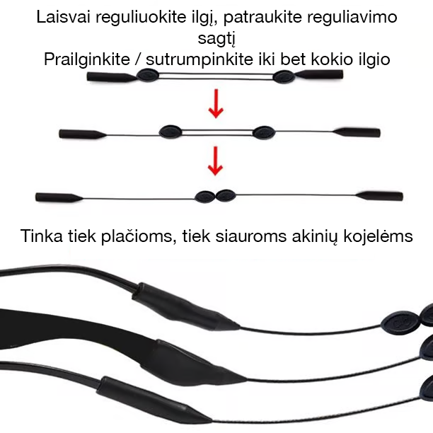 Reguliuojama neslystanti akinukų virvelė (3 vnt)