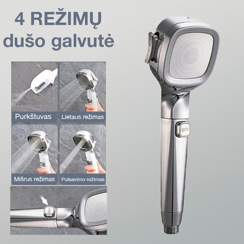 4 režimų dušo galvutė
