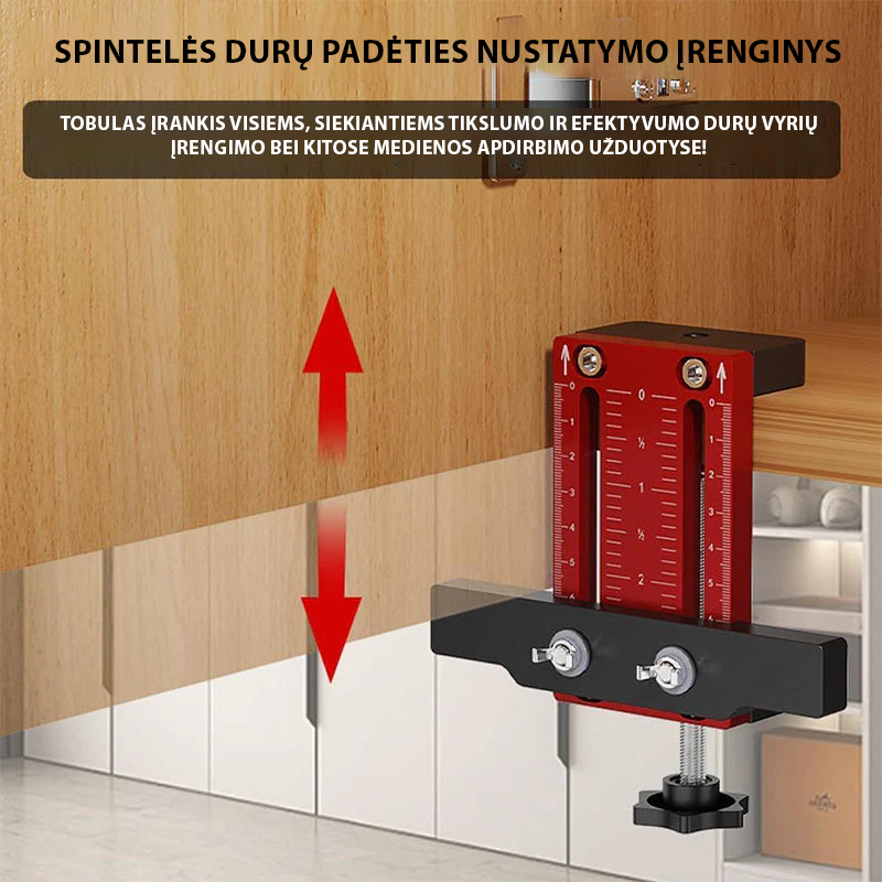Spintelės durų padėties nustatymo įrenginys