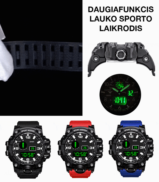 Daugiafunkcinis lauko sporto laikrodis