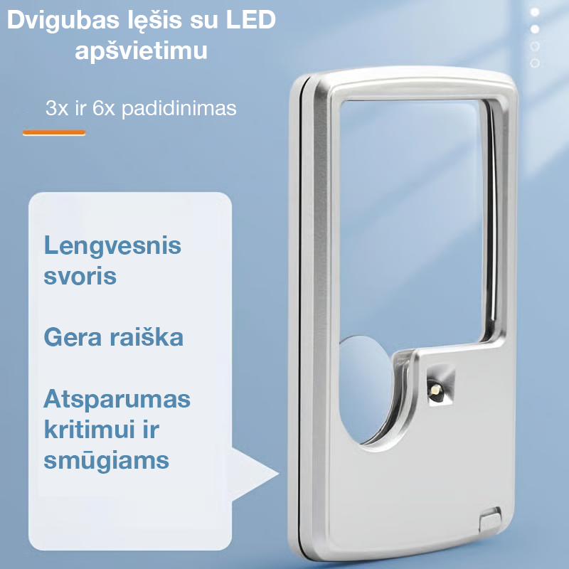 Padidinimo stiklas su LED apšvietimu